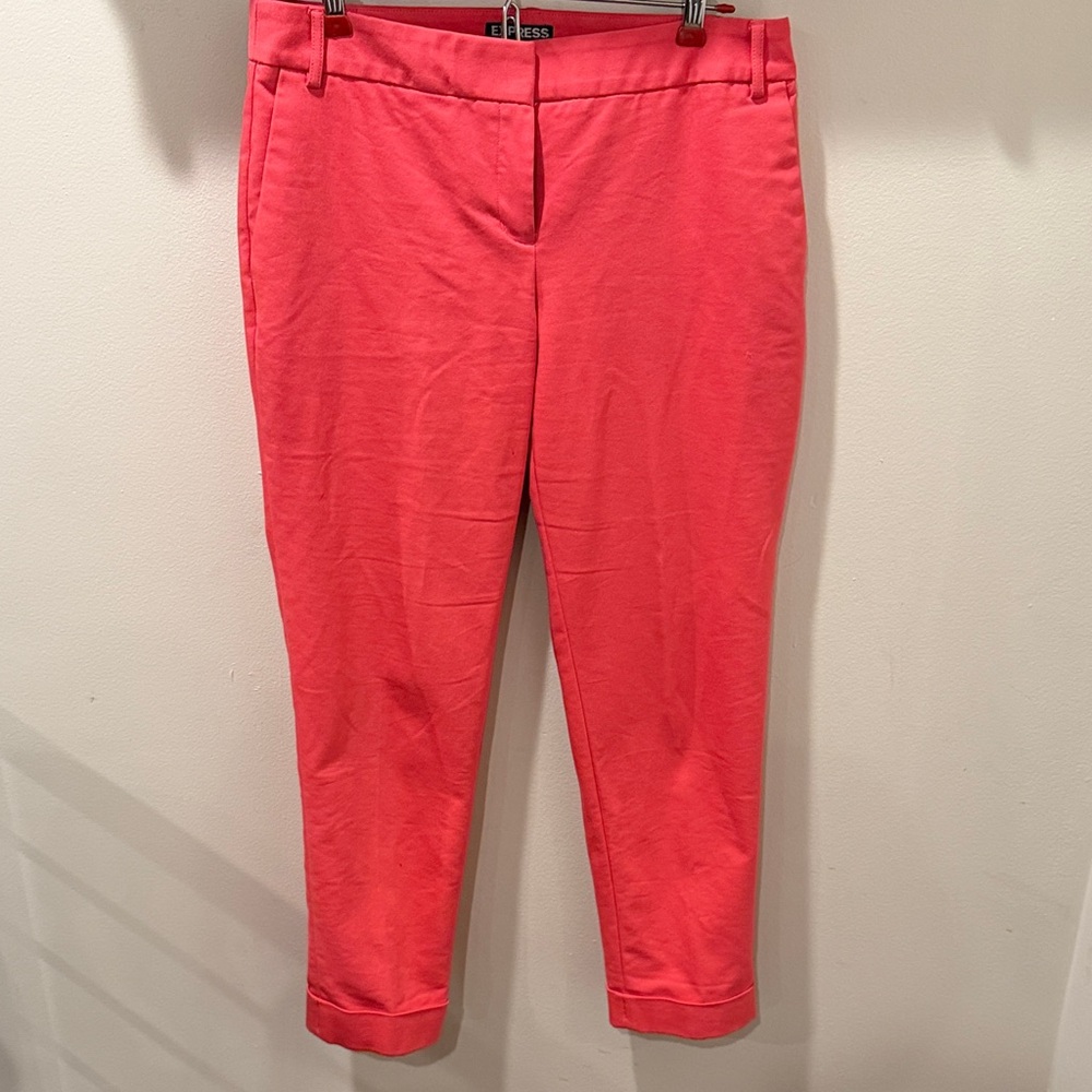 Express Coral Editor Ankle Pants